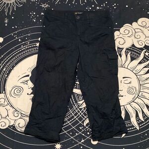 Lee Cargo Pant Women's 12 Black Cotton Capri Straight Relaxed Workwear Stretch